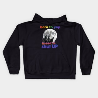 Born To Yap, Forced To Shut Up Funny Three Raccoons Howling at Moon Kids Hoodie